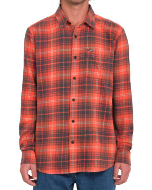 Volcom Caden Plaid LS Shirt - Bright Red - A0532407-BRE